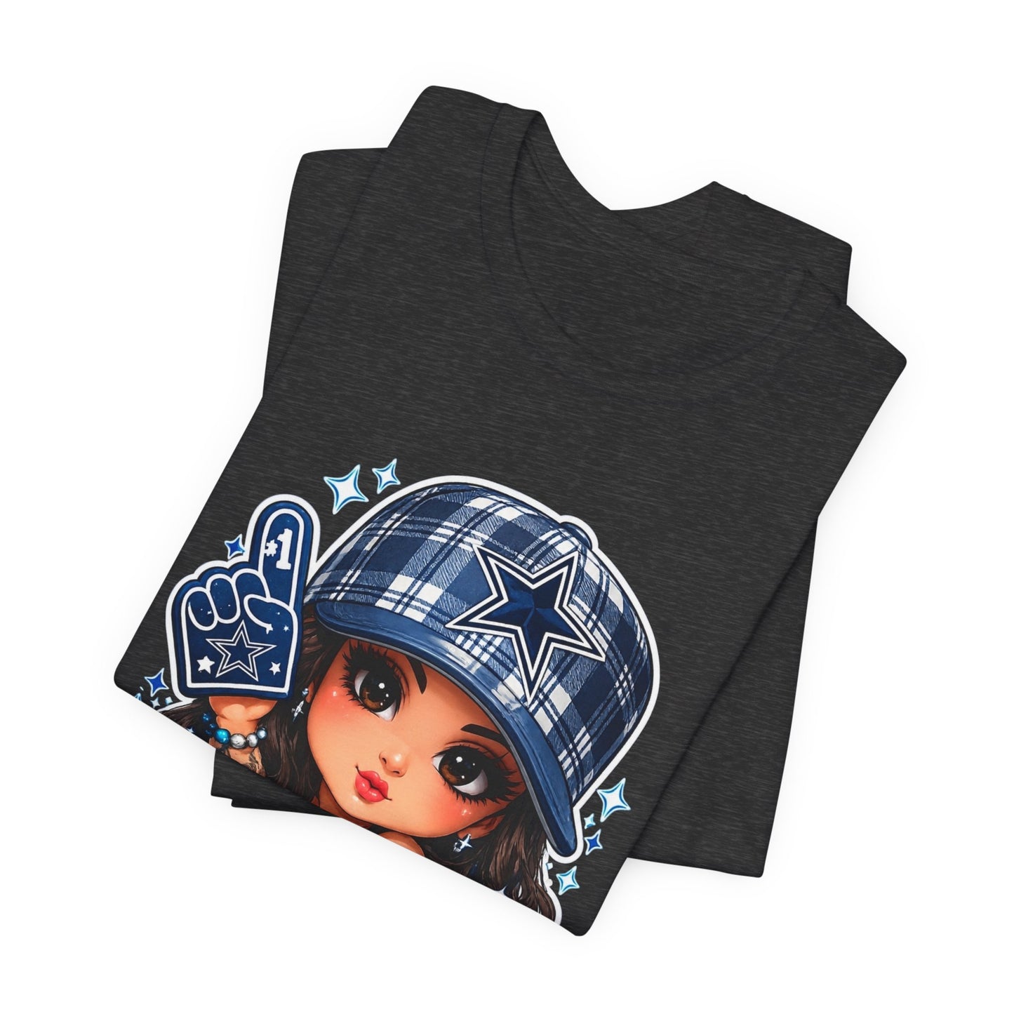 Cowboys Fan Girl T‑Shirt — Cute Tattooed Cheerleader Design