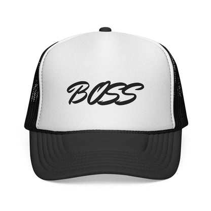 BOSS Trucker Cap — Bold Script Mesh Back Hat for Leaders & Street Style