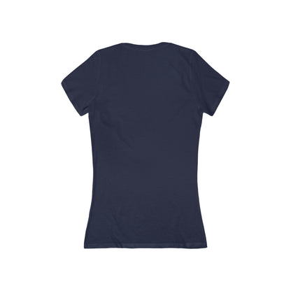 Women's Deep V-Neck Tee — Bold '100' Graphic Streetwear Top