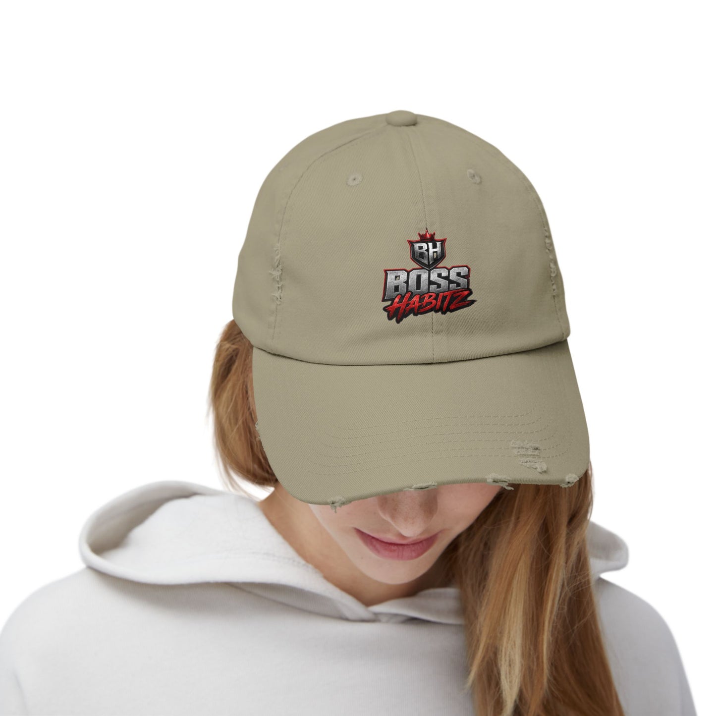 Boss Habitz Distressed Cap — Embroidered Logo Baseball Hat