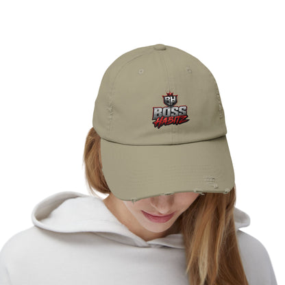 Boss Habitz Distressed Cap — Embroidered Logo Baseball Hat