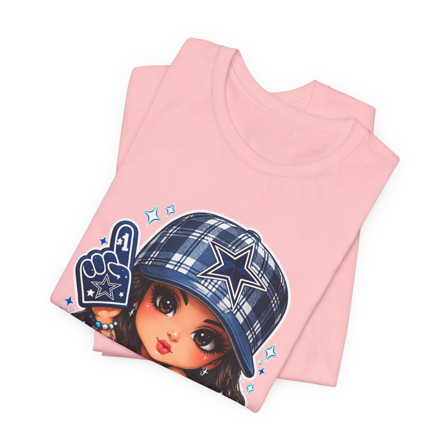 Cowboys Fan Girl T‑Shirt — Cute Tattooed Cheerleader Design