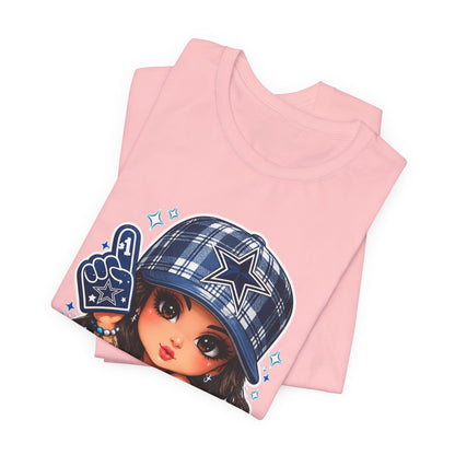 Cowboys Fan Girl T‑Shirt — Cute Tattooed Cheerleader Design