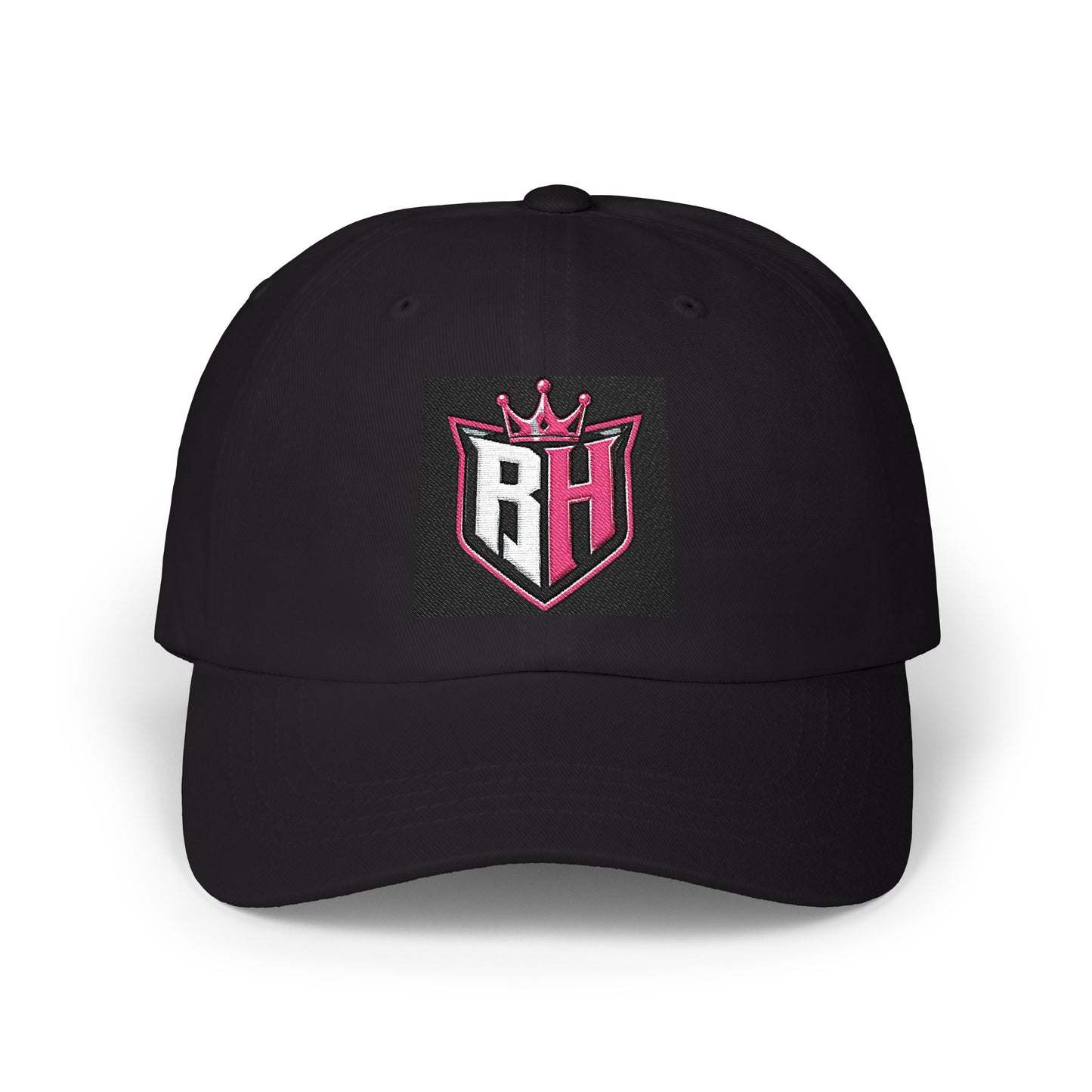 Dad Cap with Pink Crown RH Shield Embroidered Logo — Classic Baseball Hat for Moms & Dads