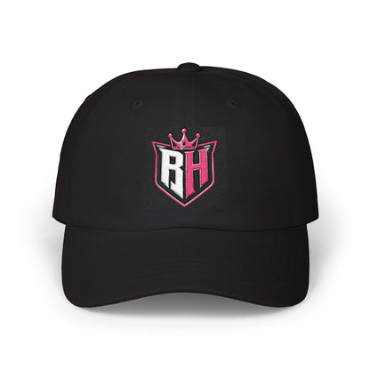 Dad Cap with Pink Crown RH Shield Embroidered Logo — Classic Baseball Hat for Moms & Dads
