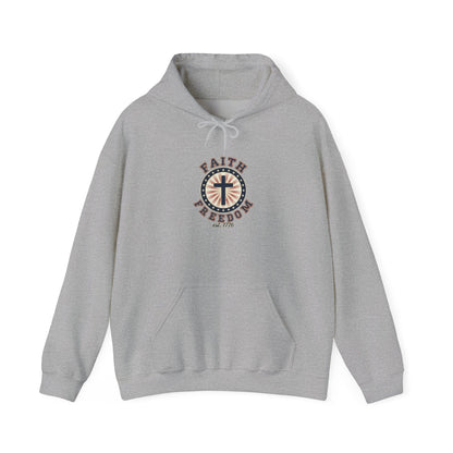 Faith & Freedom Cross Hoodie | Patriotic, Faith-Based, Vintage Americana