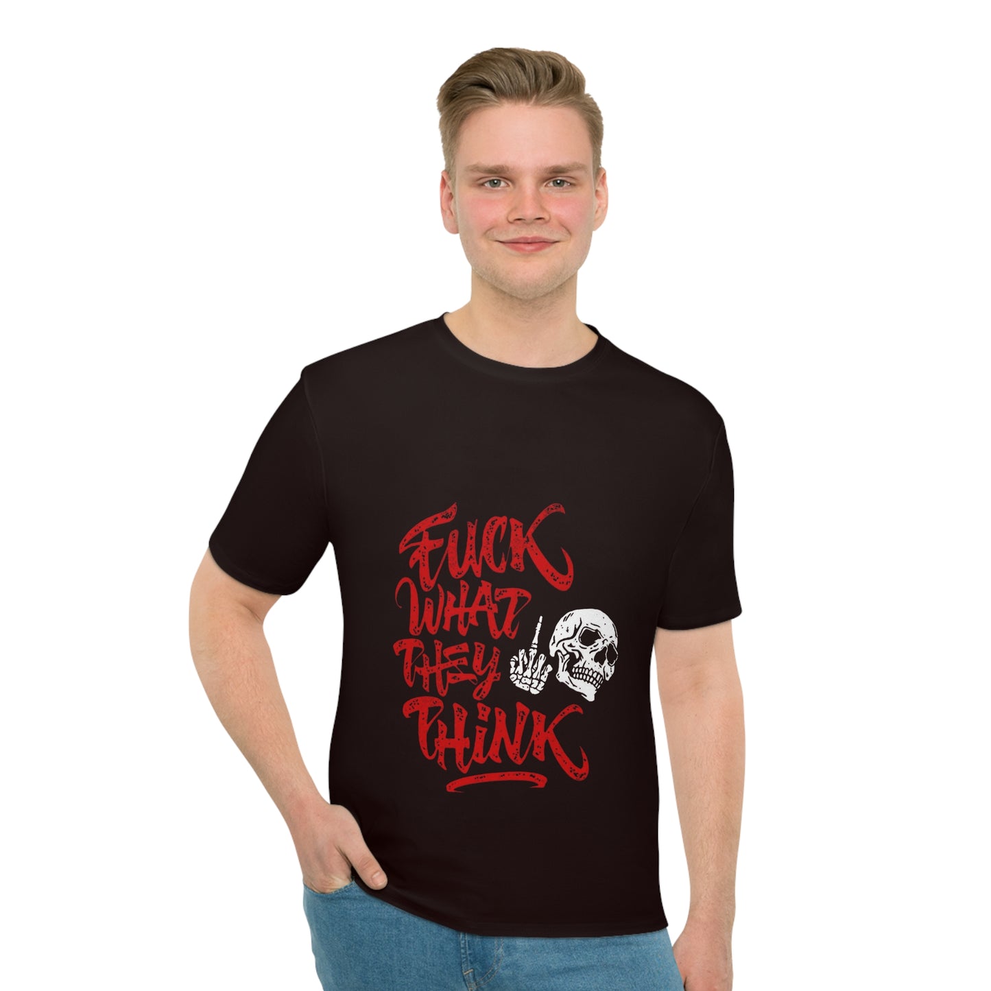 Men's Graphic Tee – “Fuck What They Think” Skull Streetwear T-Shirt