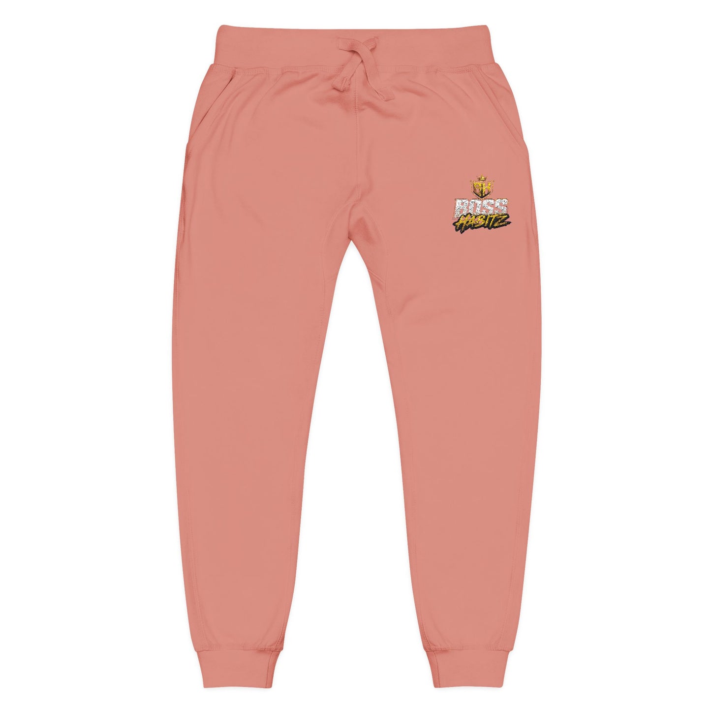 Embroidered White Fleece Sweatpants — Cozy 'Good Vibes' Accent