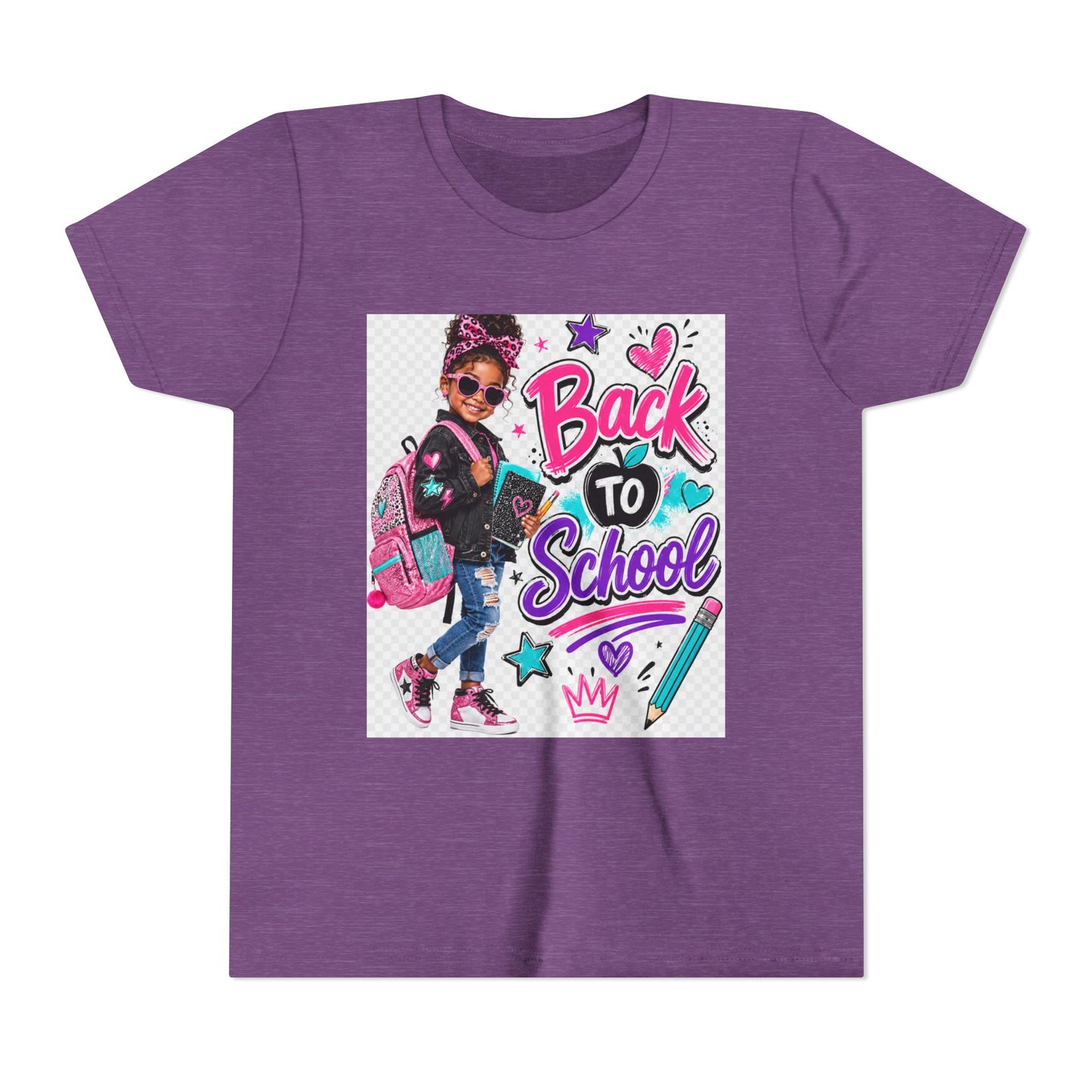 Back to School Kids Tee — Colorful Girl Backpack Design