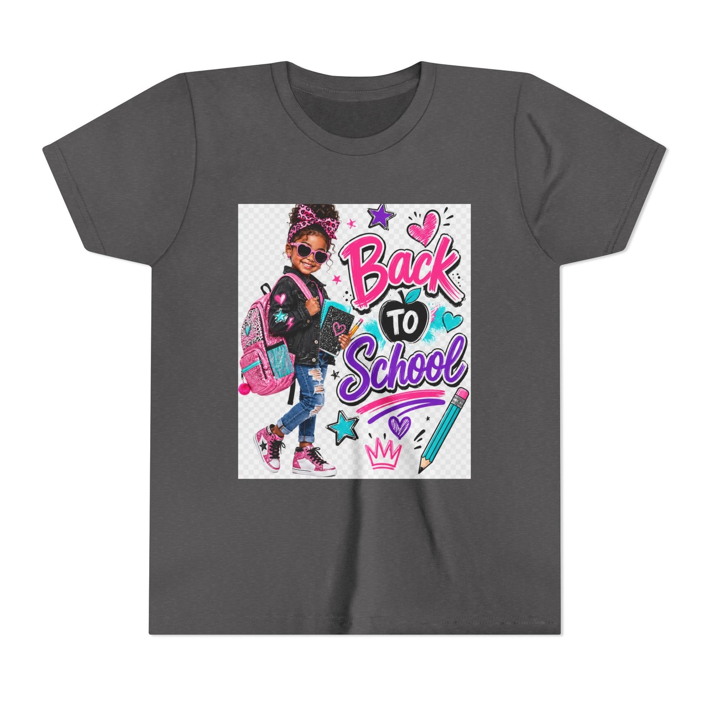 Back to School Kids Tee — Colorful Girl Backpack Design