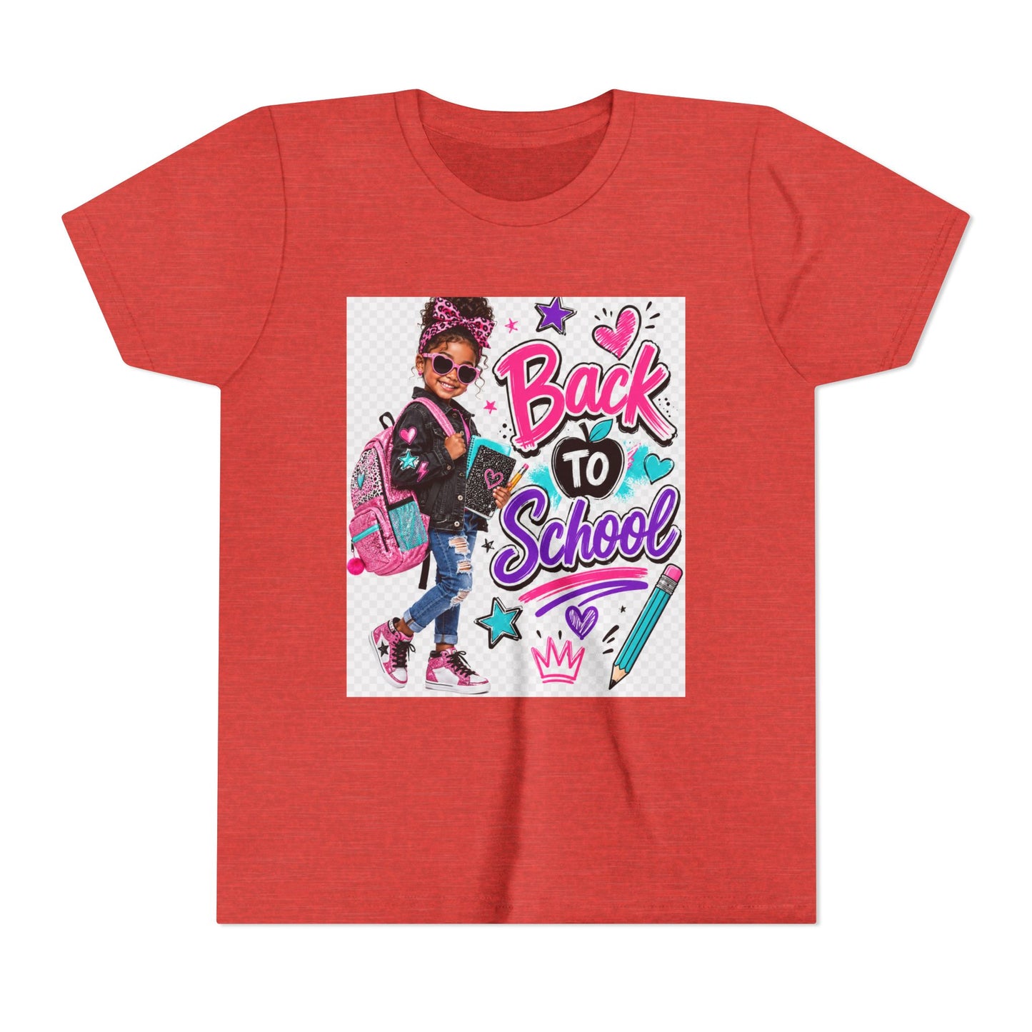 Back to School Kids Tee — Colorful Girl Backpack Design