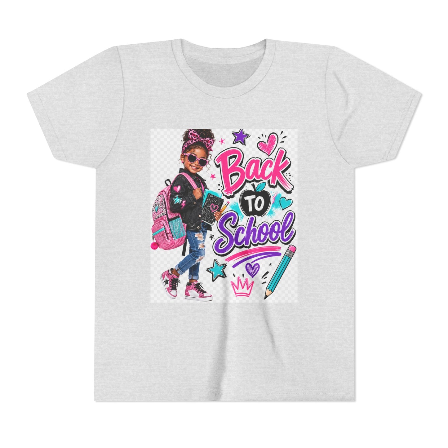 Back to School Kids Tee — Colorful Girl Backpack Design