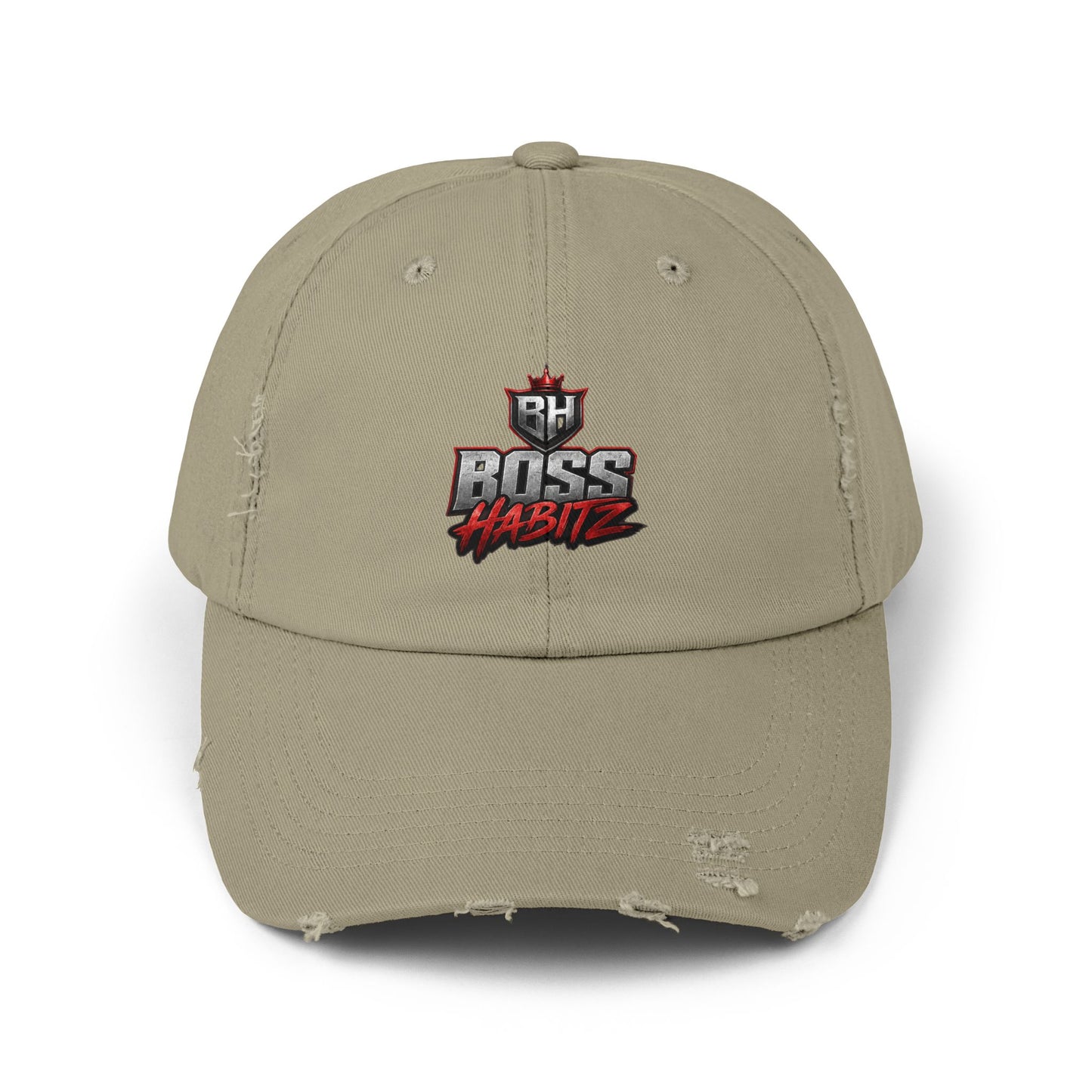 Boss Habitz Distressed Cap — Embroidered Logo Baseball Hat