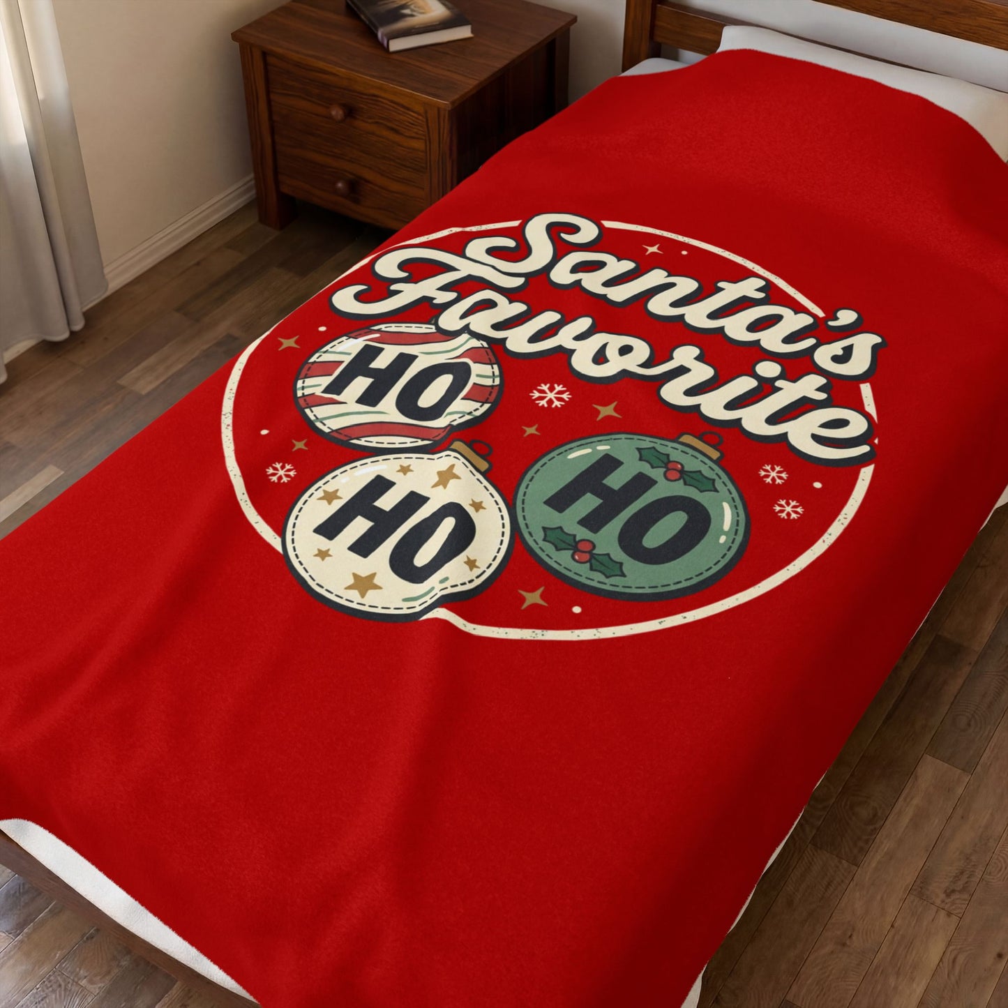 Velveteen Blanket — "Santa's Favorite" HO HO HO Christmas Plush Throw