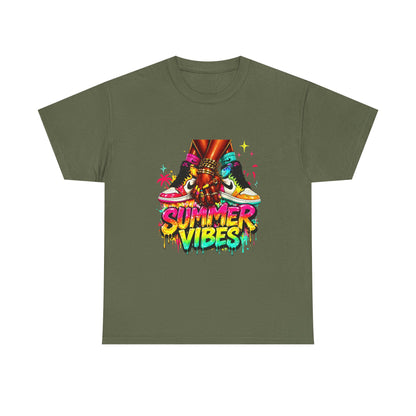 Summer Vibes T-Shirt — Colorful Tropical Skateboard Graphic Tee
