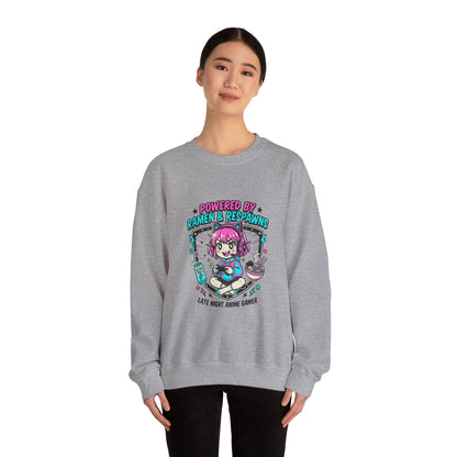 Powered by Ramen & Respawns Sweatshirt | anime aesthetic, chibi kawaii