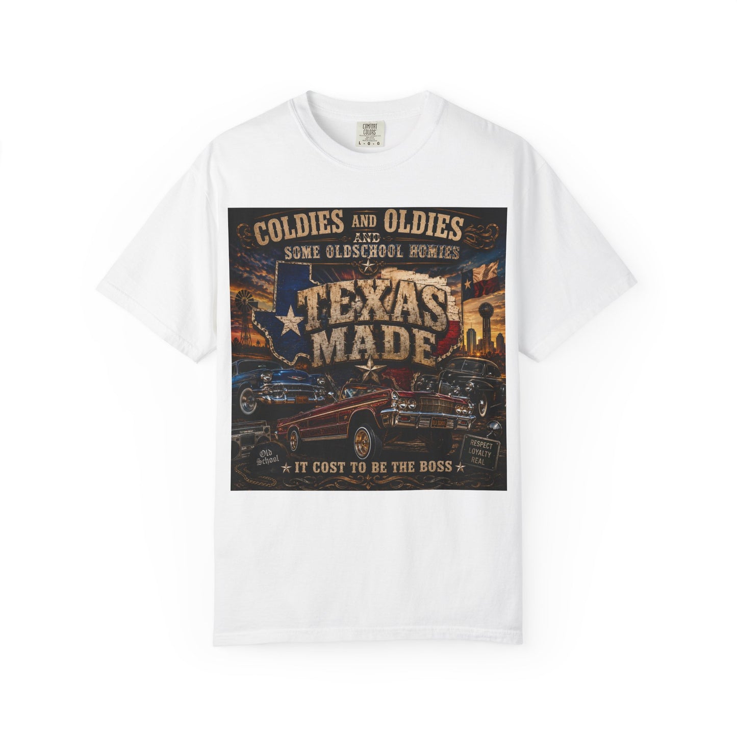 Texas Made Vintage Car T-Shirt — "Hello Motha Fuckaaaa" Back Print