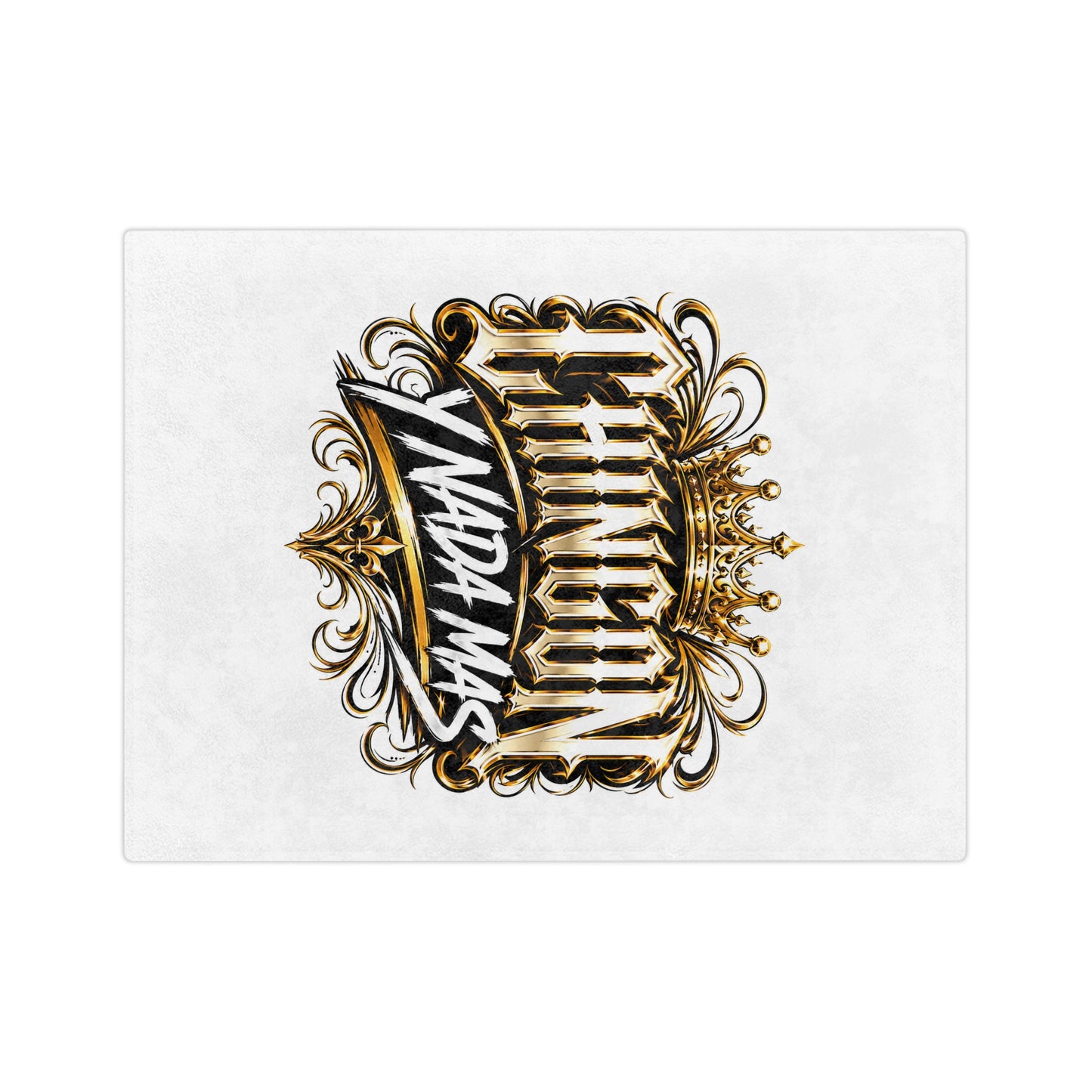 Velveteen Microfiber Blanket — "Chingón y Nada Más" Gold Crown Decorative Throw