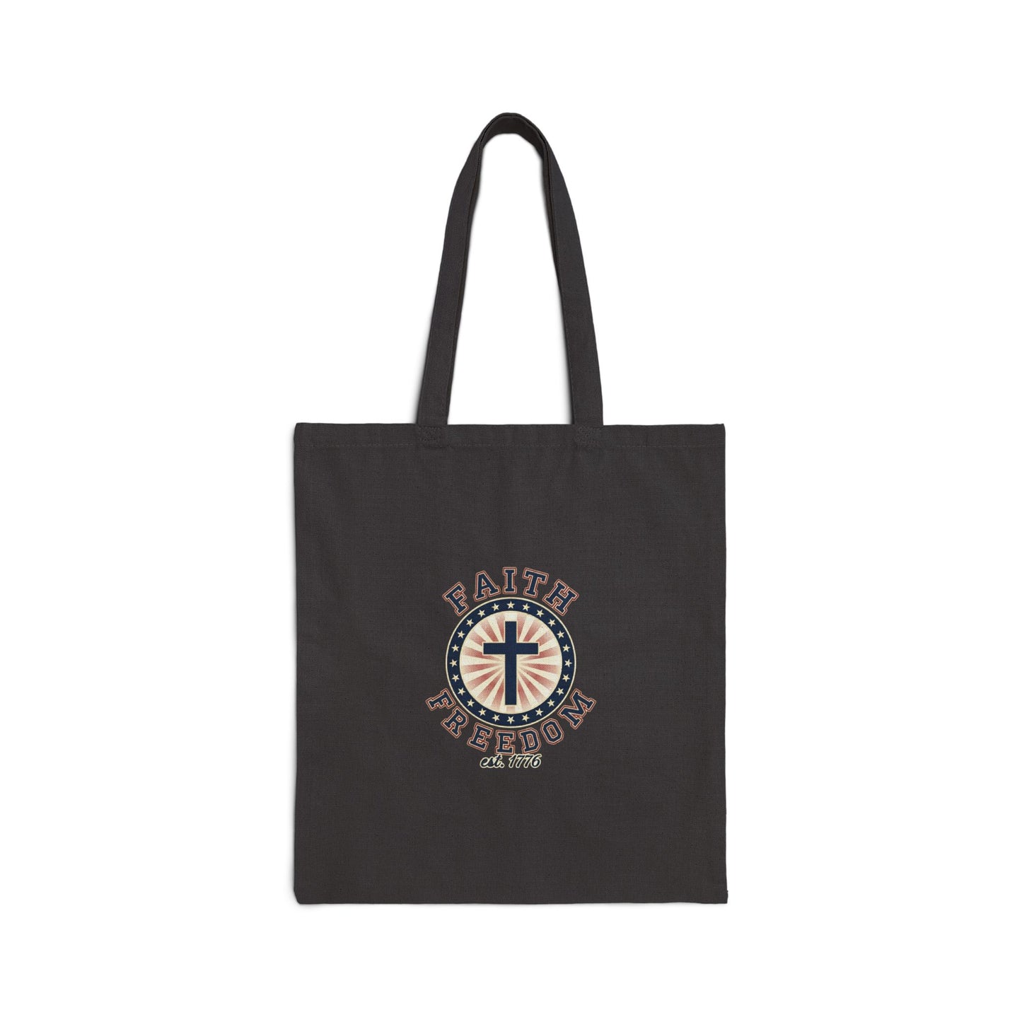 Faith & Freedom Crest Tote Bag | patriotic, faith-based, vintage Americana