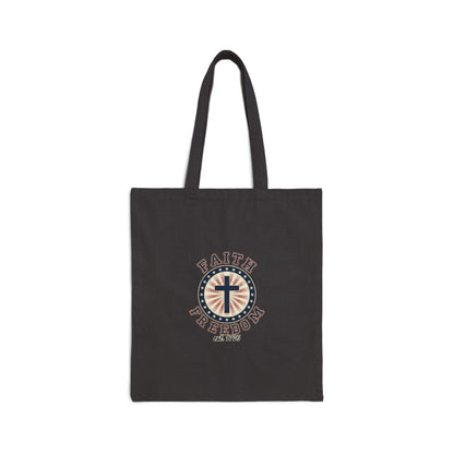 Faith & Freedom Crest Tote Bag | patriotic, faith-based, vintage Americana