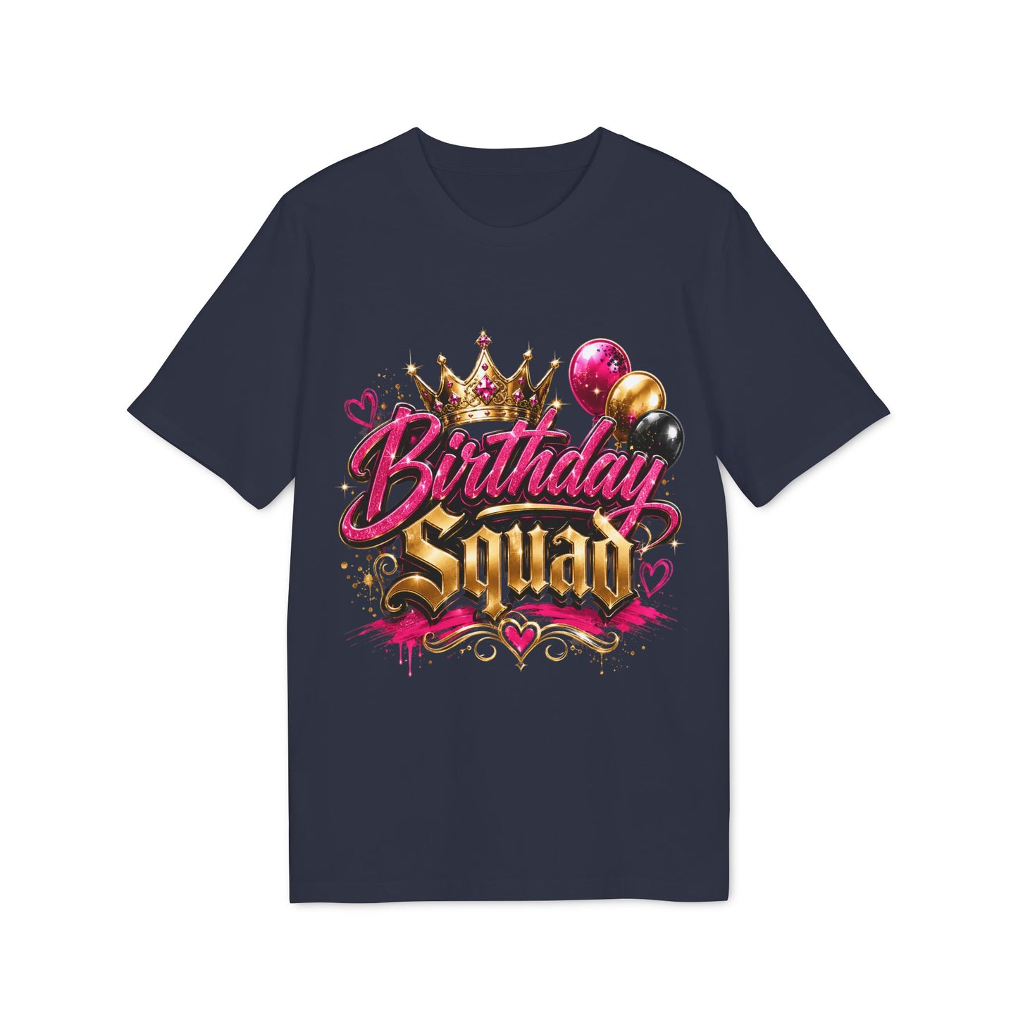 Birthday Squad T-Shirt — Glam Crown & Balloons Party Tee