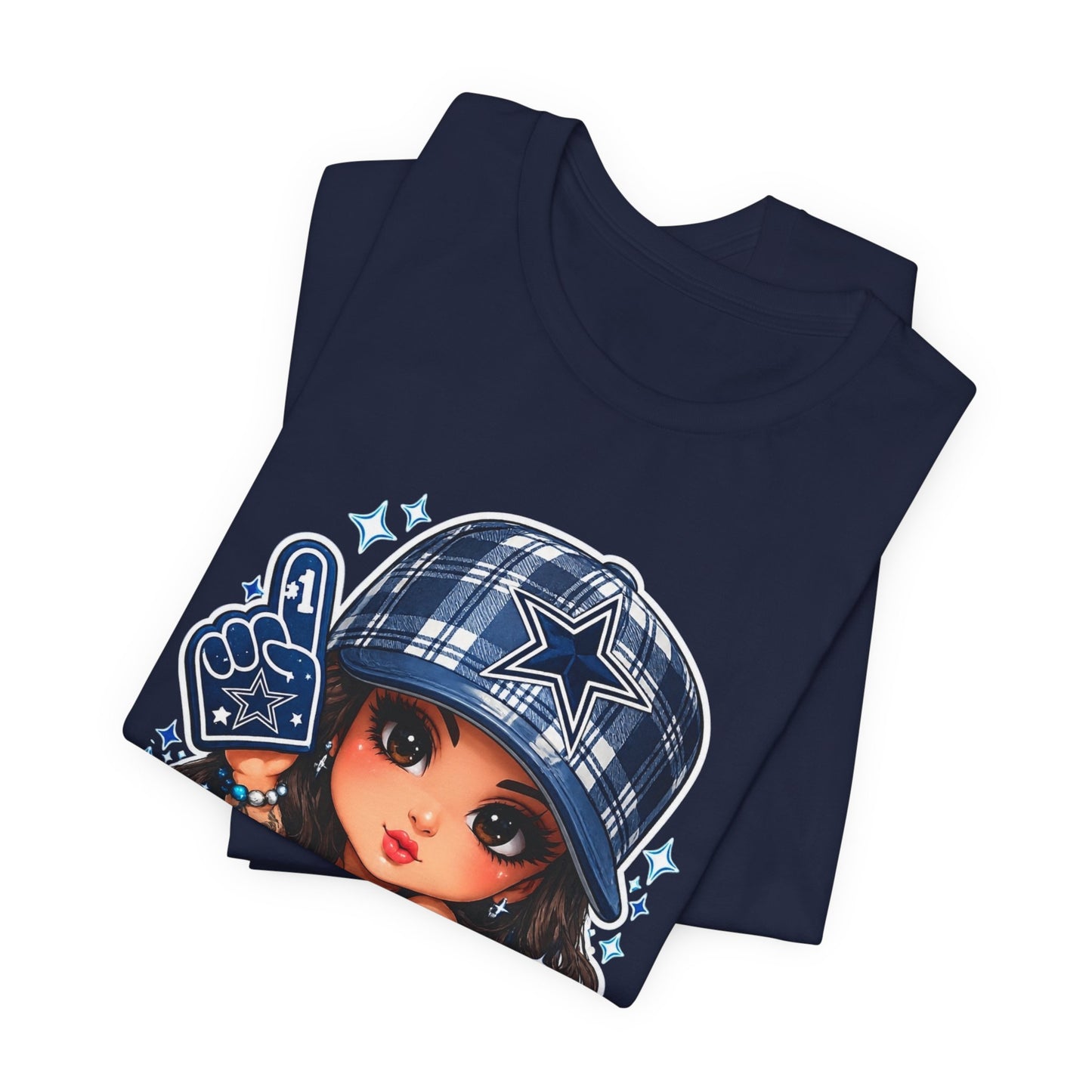 Cowboys Fan Girl T‑Shirt — Cute Tattooed Cheerleader Design