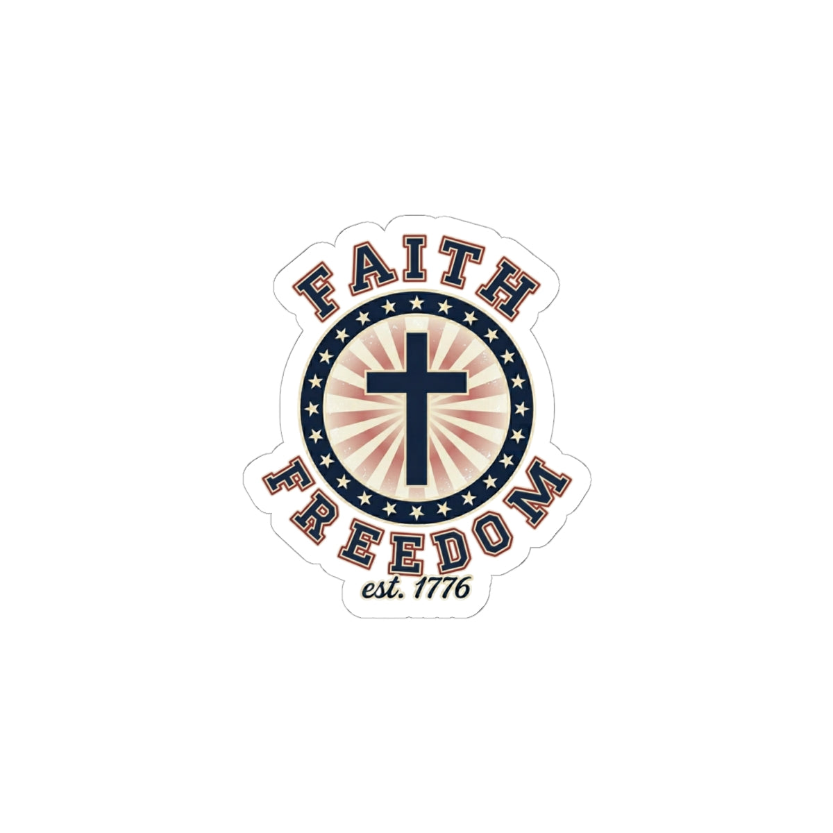 Faith & Freedom Cross Sticker | Patriotic, Faith-Based 4th of July