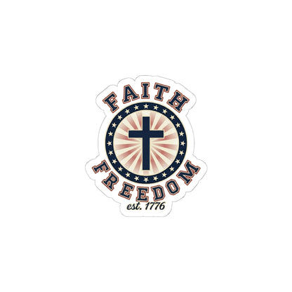 Faith & Freedom Cross Sticker | Patriotic, Faith-Based 4th of July