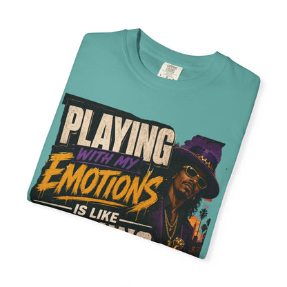 Playing with My Emotions Is Like Playing with My Money T-Shirt — Retro Pimp Illustration Graphic Tee
