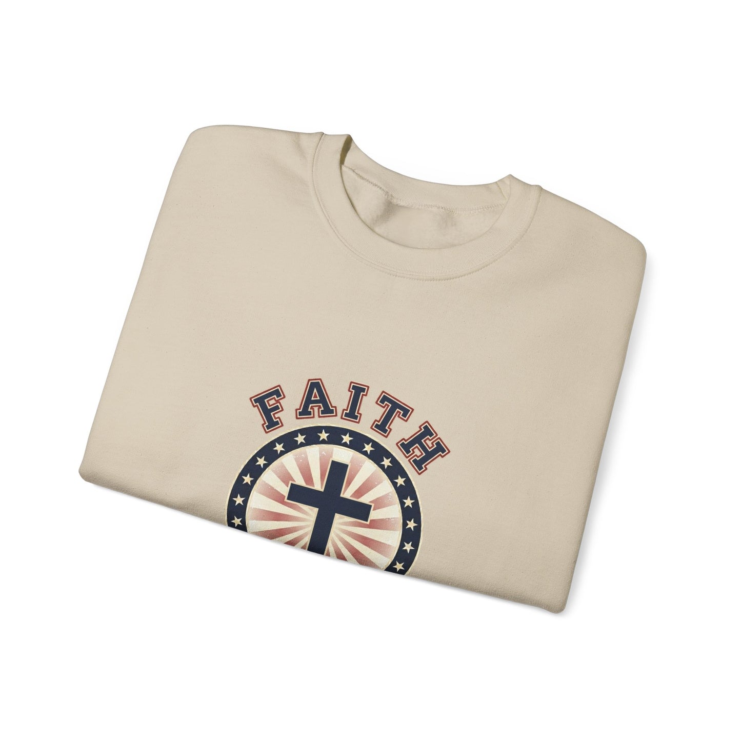 Faith & Freedom Cross Crewneck Sweatshirt, patriotic faith-based vintage Americana