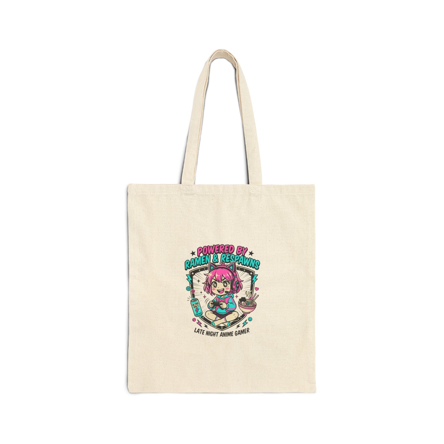 Chibi Gamer Anime Aesthetic Tote, kawaii manga panel, pastel magical-girl vibes