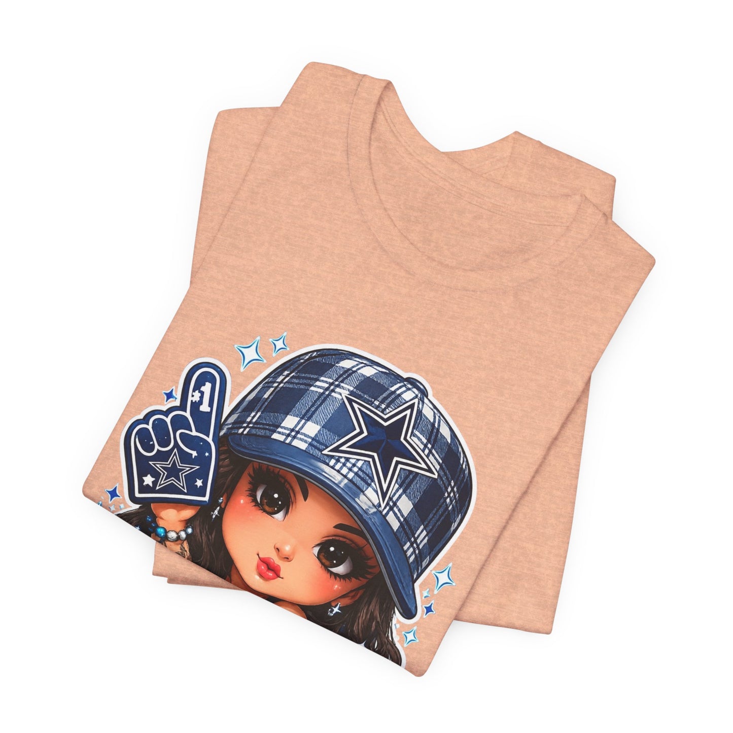 Cowboys Fan Girl T‑Shirt — Cute Tattooed Cheerleader Design