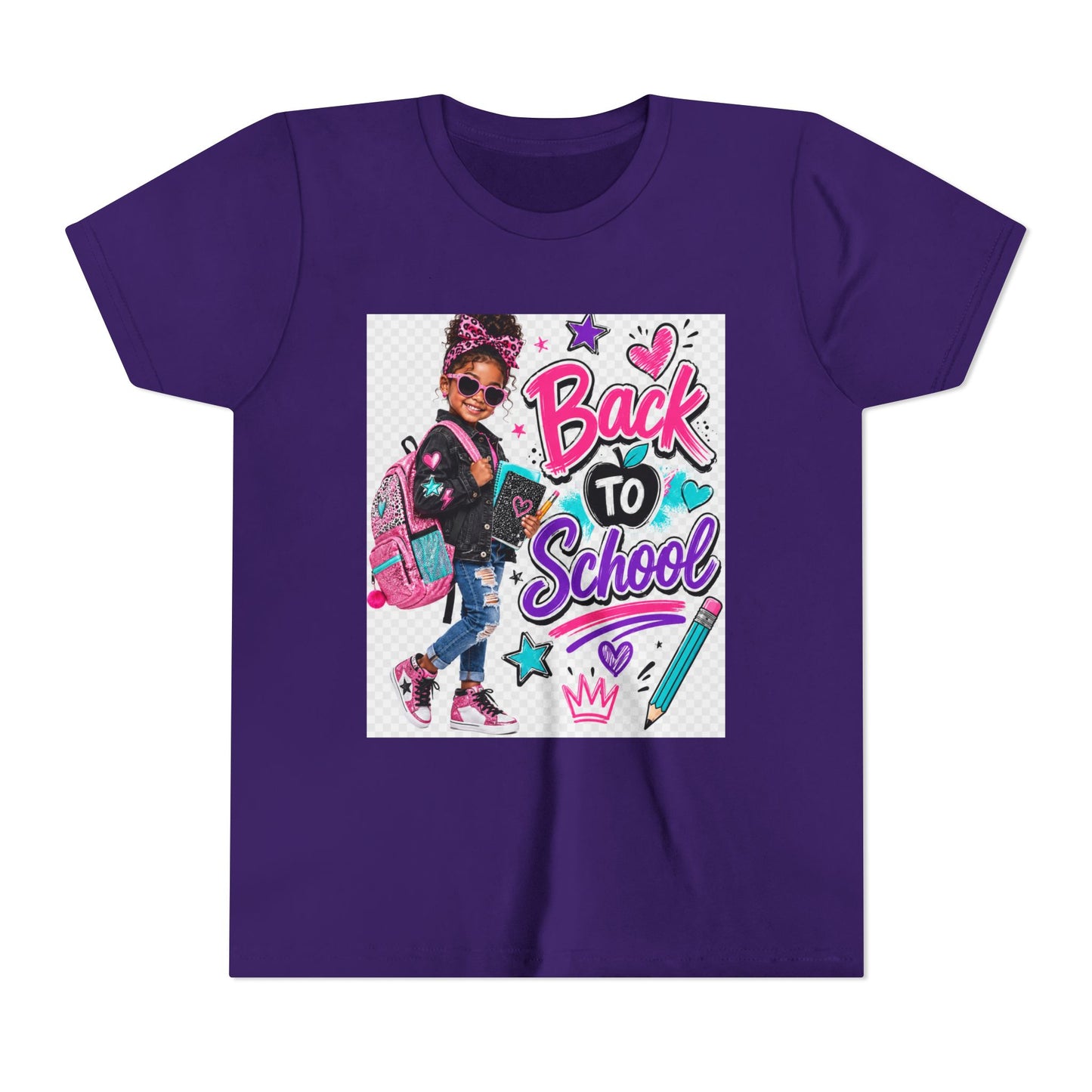 Back to School Kids Tee — Colorful Girl Backpack Design