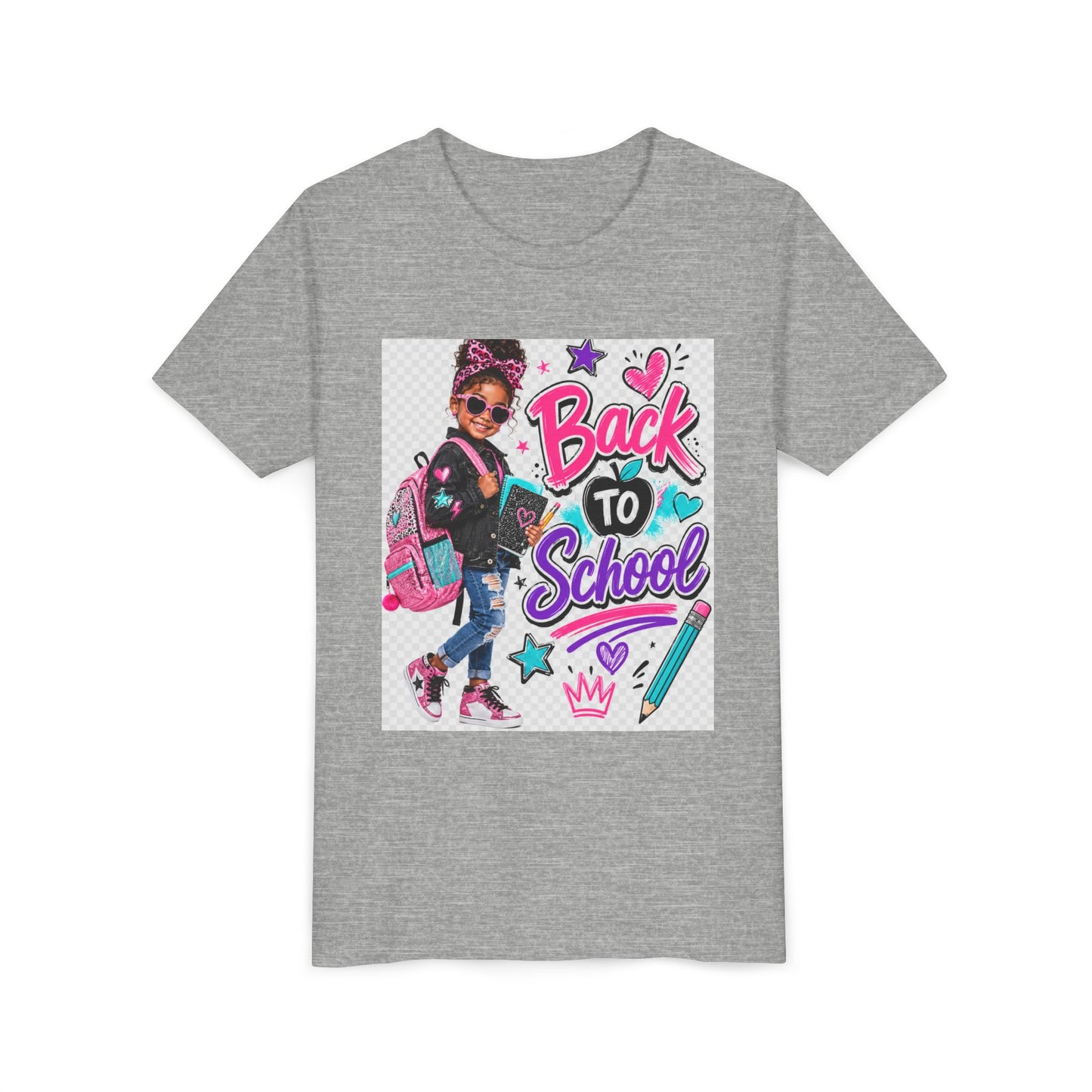 Back to School Kids Tee — Colorful Girl Backpack Design