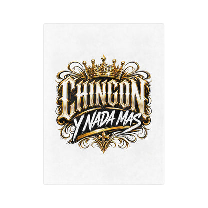 Velveteen Microfiber Blanket — "Chingón y Nada Más" Gold Crown Decorative Throw