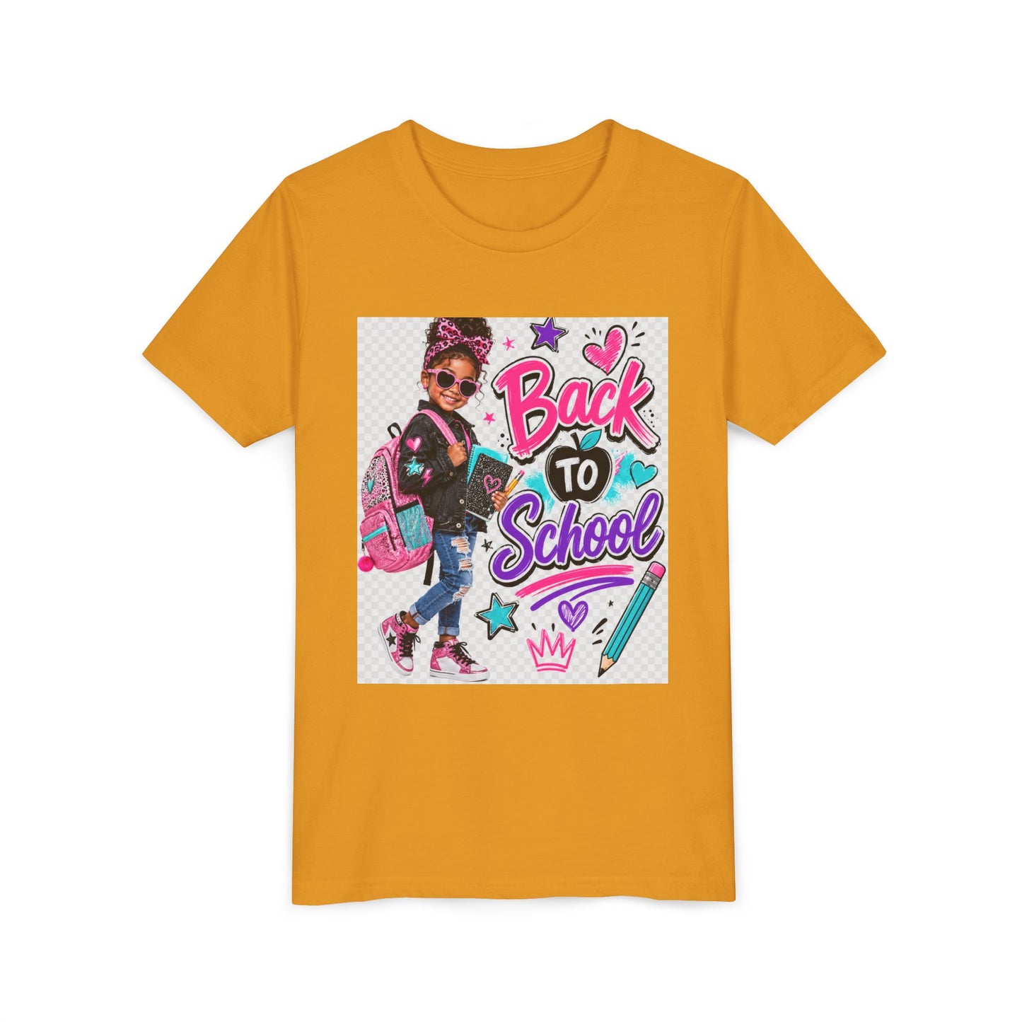Back to School Kids Tee — Colorful Girl Backpack Design