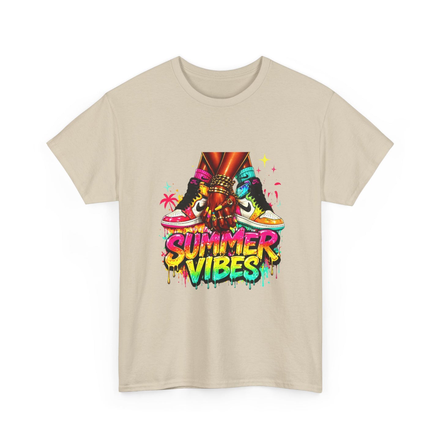 Summer Vibes T-Shirt — Colorful Tropical Skateboard Graphic Tee