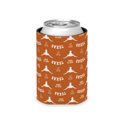 Texas Longhorns Pattern Can Cooler – Burnt Orange 'TEXAS' Logo Koozie