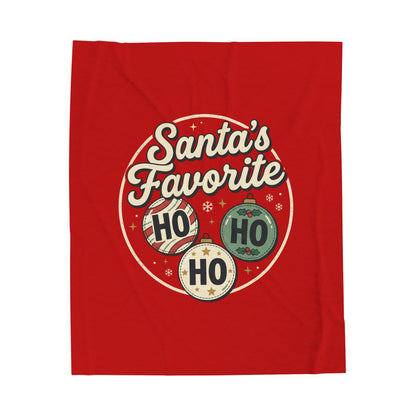 Velveteen Blanket — "Santa's Favorite" HO HO HO Christmas Plush Throw