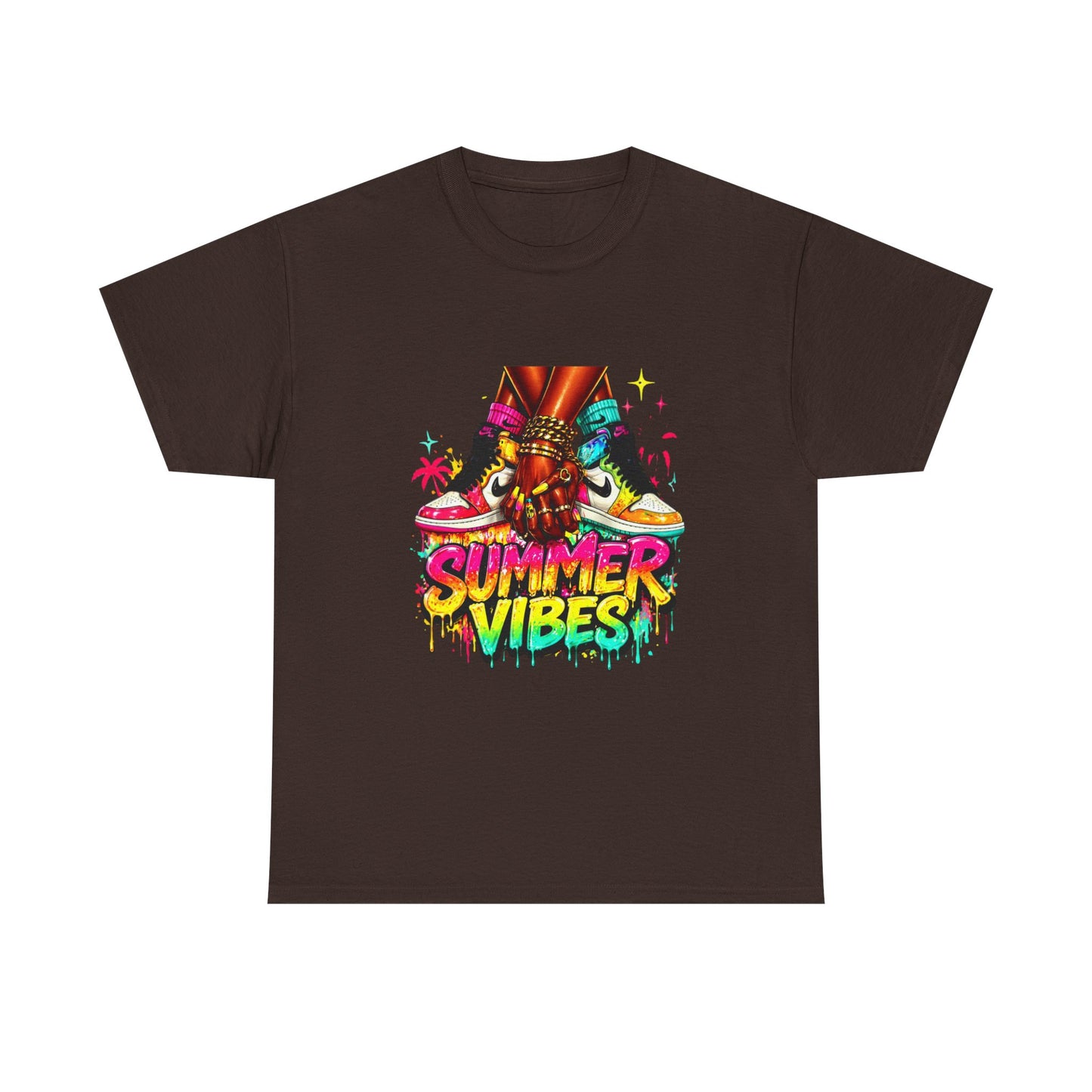 Summer Vibes T-Shirt — Colorful Tropical Skateboard Graphic Tee