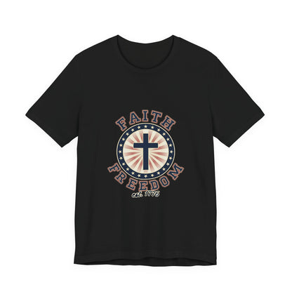 Faith & Freedom cross tee, Patriotic Vintage Americana July 4th