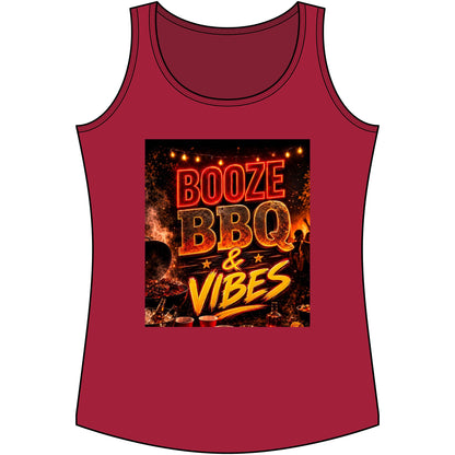 Booze BBQ & Vibes Tank Top — Women's Summer Grill Party Shirt