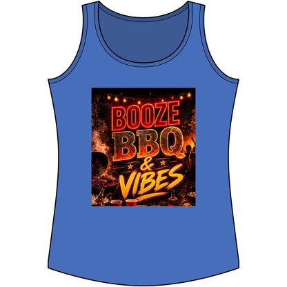 Booze BBQ & Vibes Tank Top — Women's Summer Grill Party Shirt