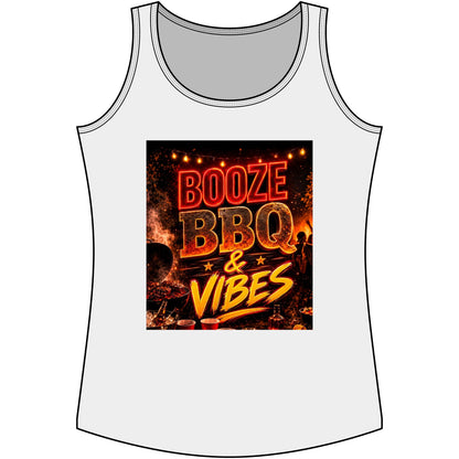 Booze BBQ & Vibes Tank Top — Women's Summer Grill Party Shirt