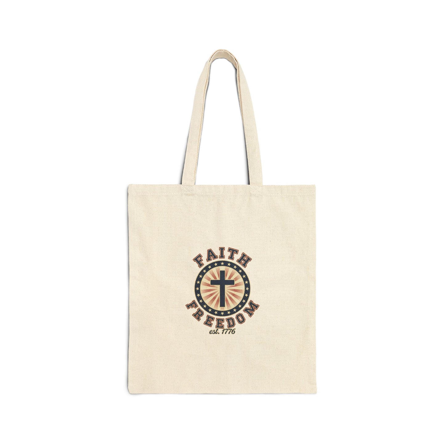 Faith & Freedom Crest Tote Bag | patriotic, faith-based, vintage Americana