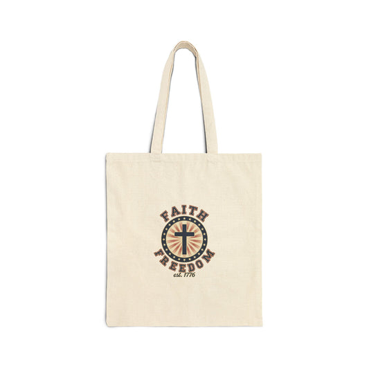 Faith & Freedom Crest Tote Bag | patriotic, faith-based, vintage Americana