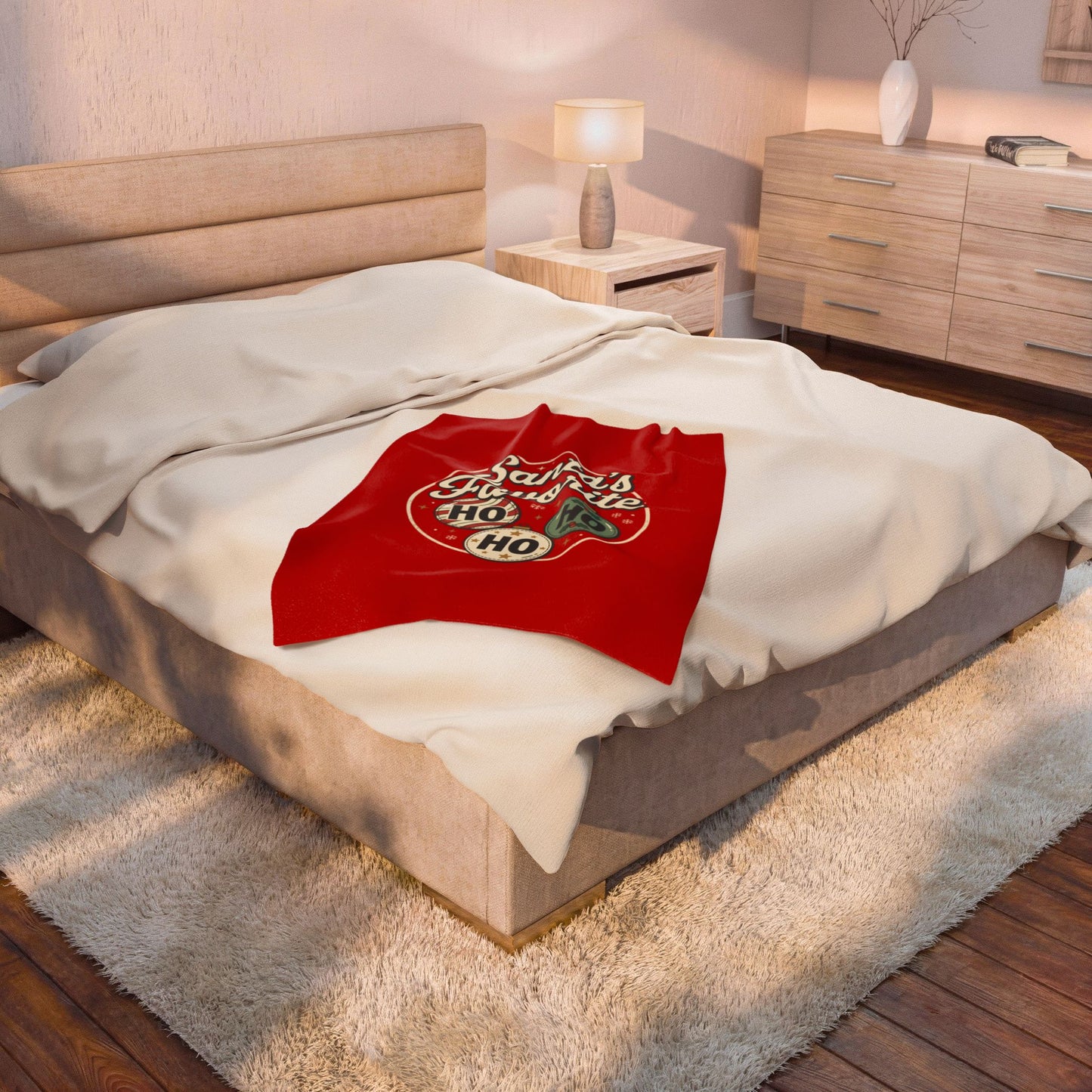 Velveteen Blanket — "Santa's Favorite" HO HO HO Christmas Plush Throw