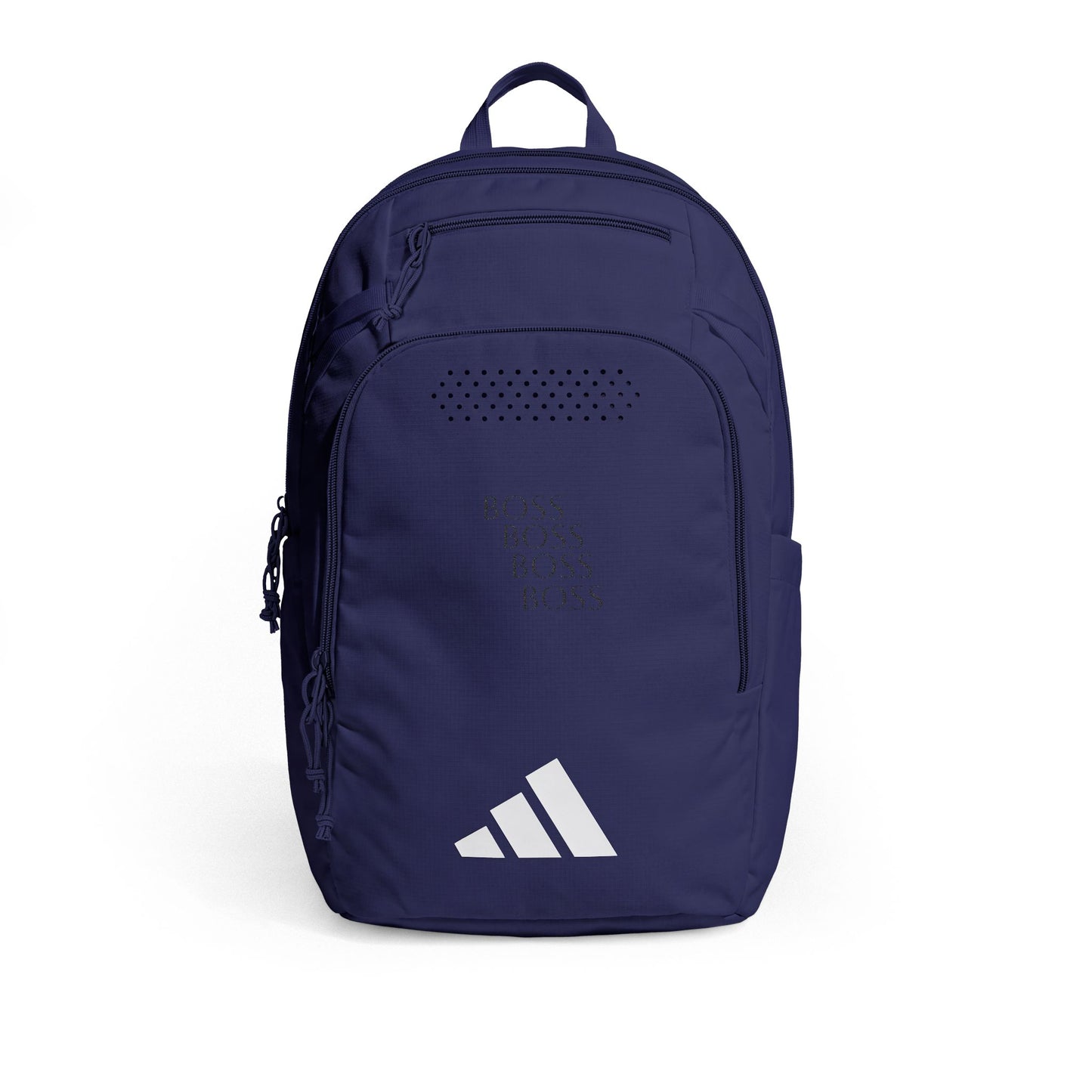 Navy adidas Defender 5 backpack with front zip pocket and embroidered adidas logo