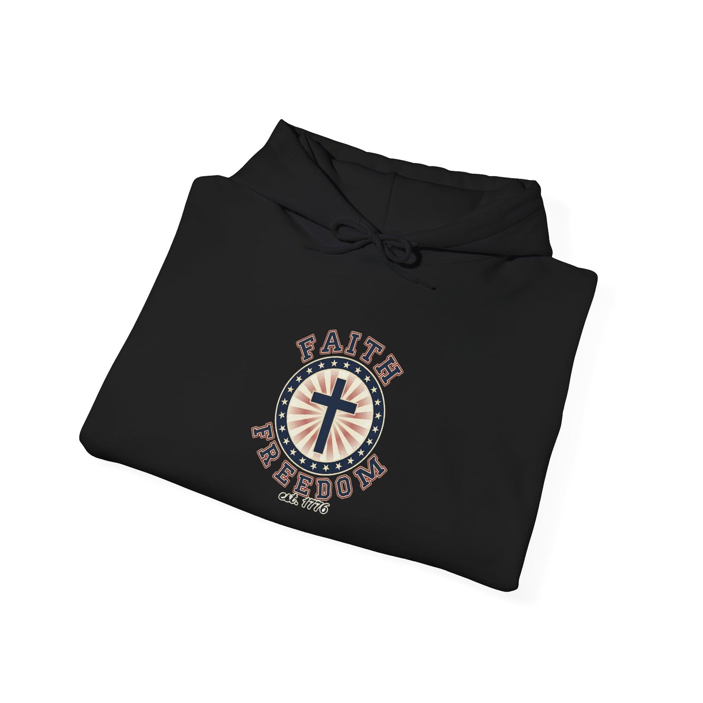 Faith & Freedom Cross Hoodie | Patriotic, Faith-Based, Vintage Americana