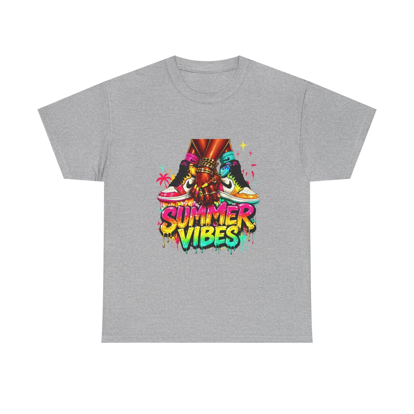 Summer Vibes T-Shirt — Colorful Tropical Skateboard Graphic Tee
